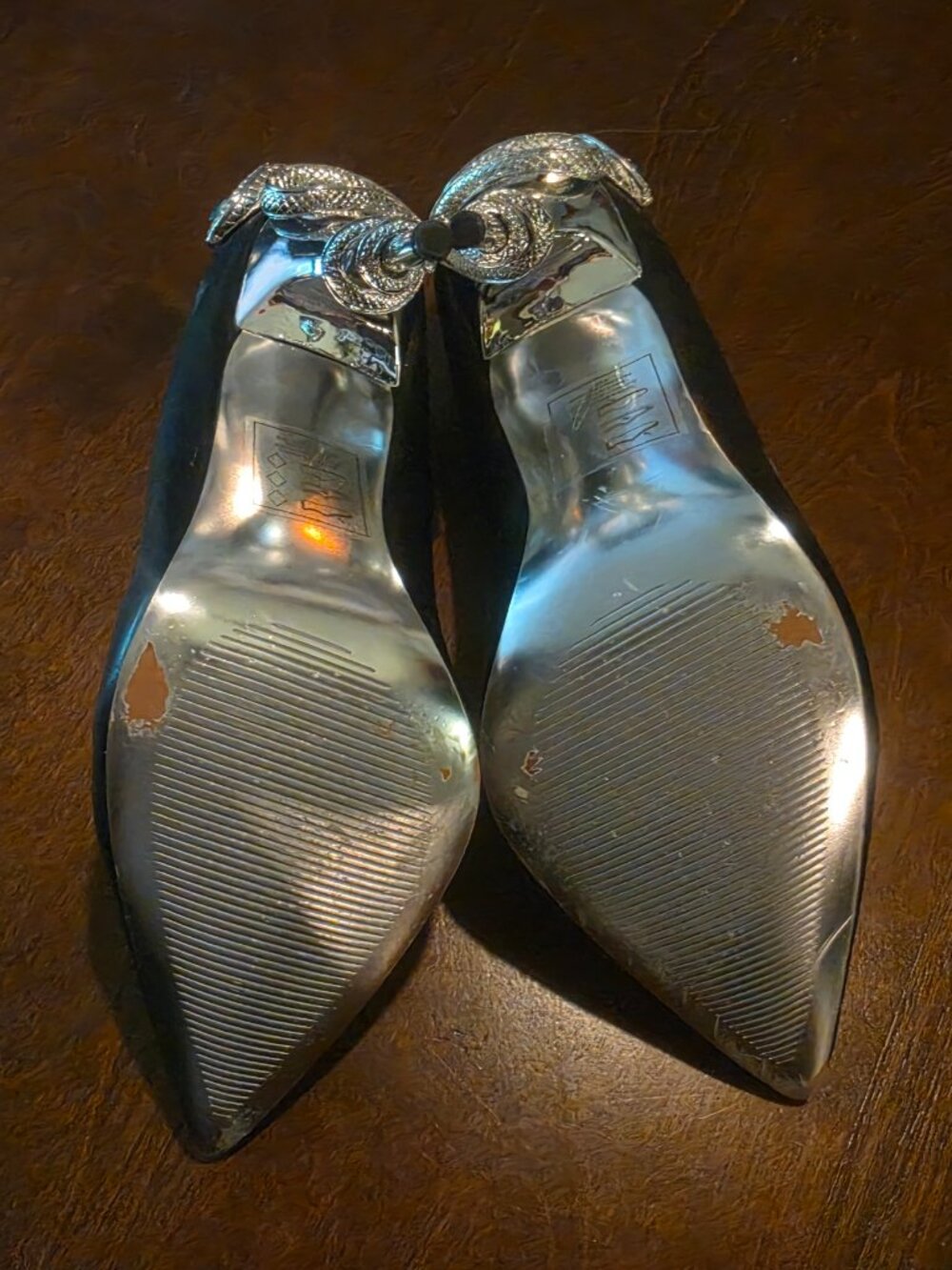 Scene Black Snake‑Heel Stilettos Sculpted Serpent Metal Heels Ultra‑Rare S 9 - Picture 5 of 5